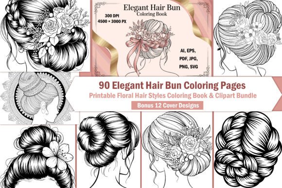90 Elegant Hair Bun Coloring Pages: Graphics & Coloring Pages Amp
