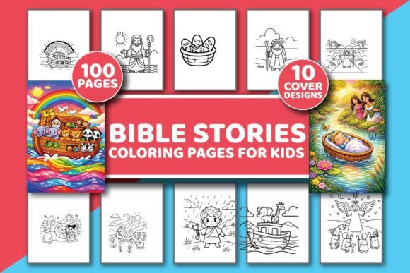 Bible Stories Coloring Book for Kids: Graphics & Coloring Pages Amp
