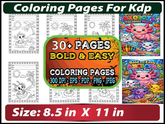 Bold and Easy Axolotl Coloring Pages Kid