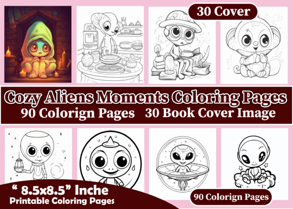 Cozy Aliens Moments Coloring Pages: Graphics & Coloring Pages Amp