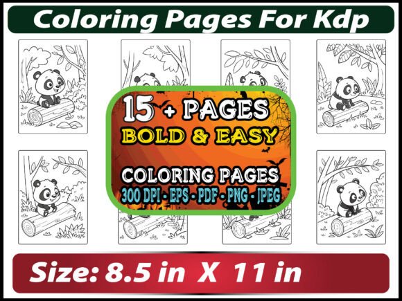 Cut Panda Coloring Pages for Kids V-1: Graphics & Coloring Pages Amp