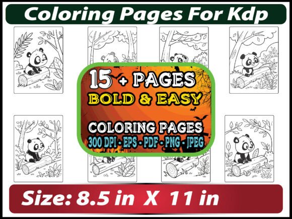 Cut Panda Coloring Pages for Kids V-2: Graphics & Coloring Pages Amp