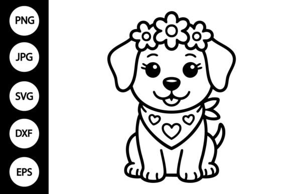 Cute Dog with Heart SVG: Graphics for Crafts