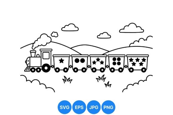 Cute Kids Train Coloring SVG: Graphics & Illustrations for Playful Publishing