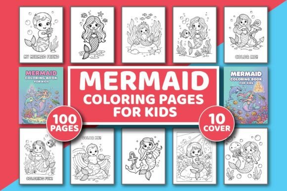 Cute Mermaid Coloring Book for Kids: Graphics & Coloring Pages Amp