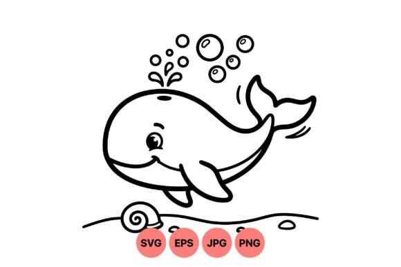 Cute Whale Coloring Clipart: Graphics & Illustrations for Handmade Joy