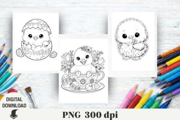 Easter Chicken Graphics & Coloring Pages Amp