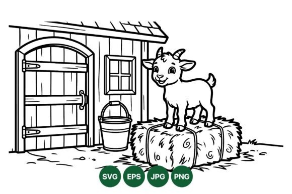 Farm Animal Kids Coloring SVG: Graphics & Illustrations