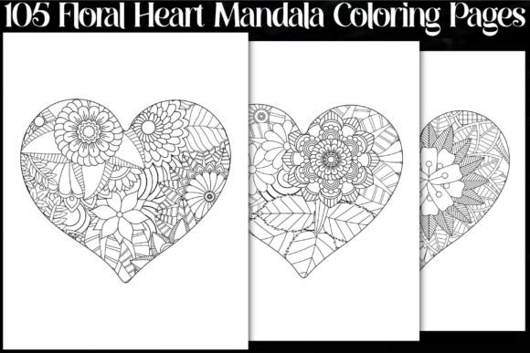 Floral Heart Mandala Coloring Pages: Graphics & Coloring Pages Amp