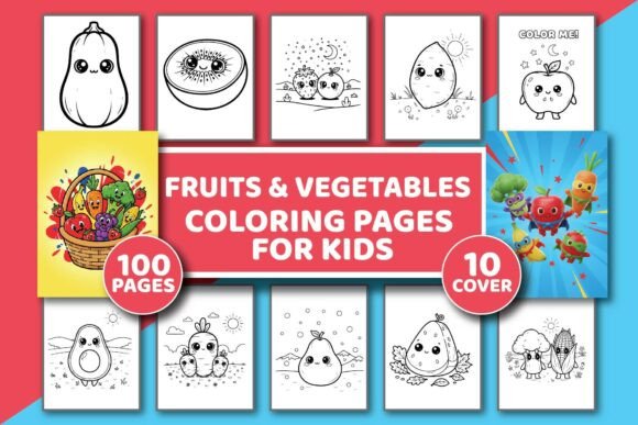 Fruits Veggies Coloring Pages for Kids: Graphics & Coloring Pages Amp