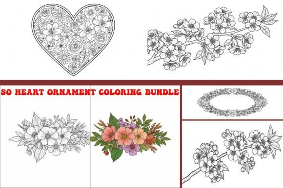 Heart Ornament Coloring Bundle: Graphics & Coloring Pages Amp
