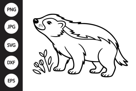 Honey Badger Outline SVG: Graphics for Crafts & Creative Brands