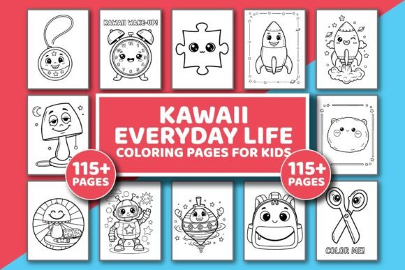 Kawaii Everyday Life Coloring Pages Kids Graphics