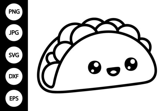 Kawaii Taco Outline SVG: Graphics for Crafts & Playful Branding