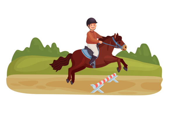 Kid Riding Pony Graphics & Illustrations