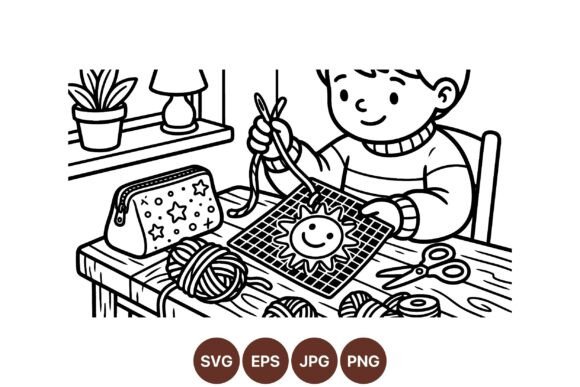 Kids Craft Activity Line Art