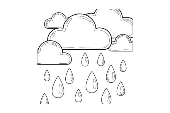 Light Rain Outline Coloring Page: Graphics & Coloring Pages Amp