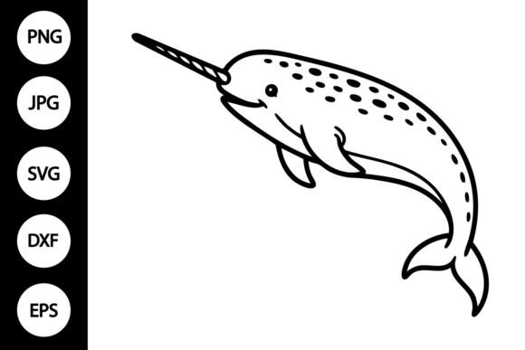 Narwhal Outline SVG & Coloring Page for Crafts