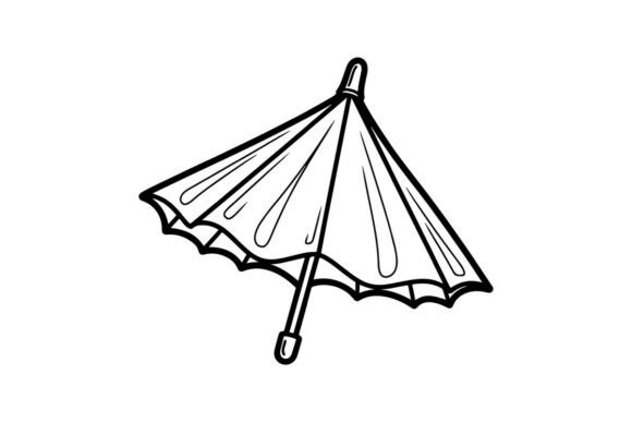 Open Umbrella Coloring Page Outline