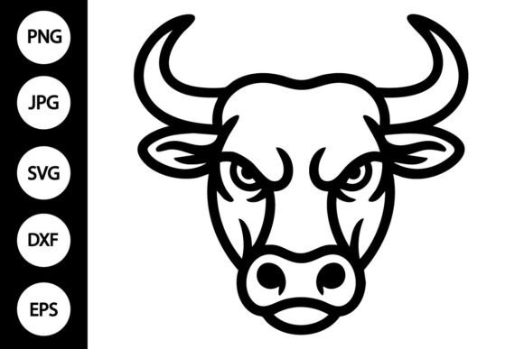 Outline Bull Head SVG: Graphics for Crafts & Branding
