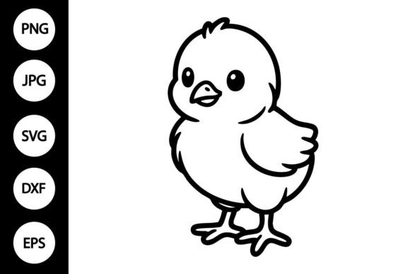 Outline Chick SVG: Graphics for Crafts & Content