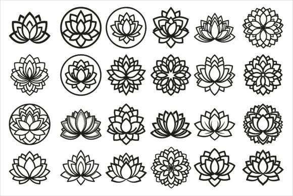 Peaceful Zen Lotus Flower Coloring Page: Graphics for Crafts