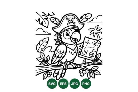 Pirate Parrot Coloring SVG: Graphics & Illustrations for Handmade Crafters