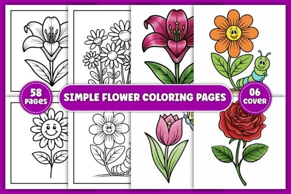 Simple Flower Coloring Pages for Kids