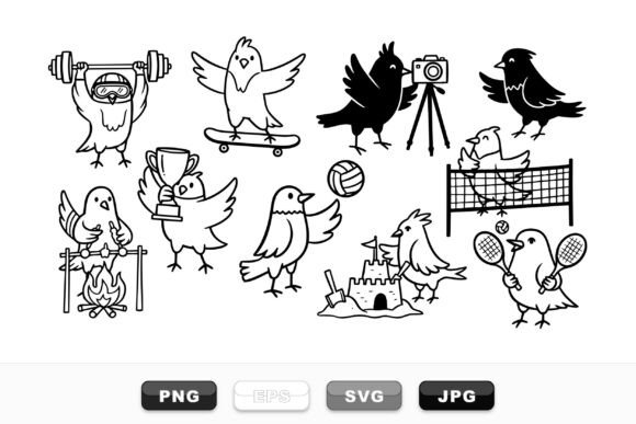 Sporty Birds Activity Clipart Set: Graphics for Playful Crafts