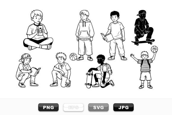 Urban Boys Activity Vector Set: Graphics for Crafts & Content