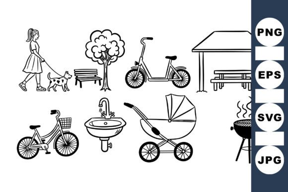 Vintage Outdoor Activity Clipart Set: Graphics for Crafts & Lifestyle Brands